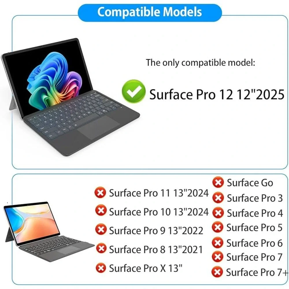 Surface Pro Tablet Ultra Thin Keyboard for Surface Pro 12 Black NEW
